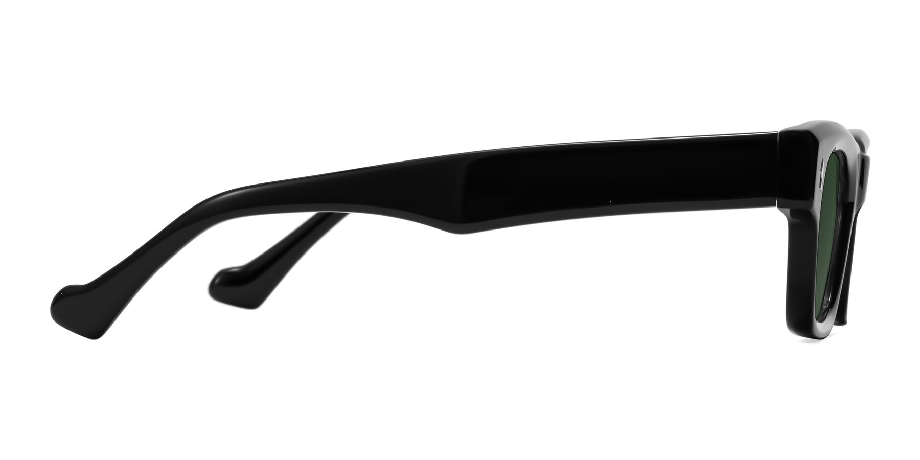 Side of Xallon in Black with Green Tinted Lenses