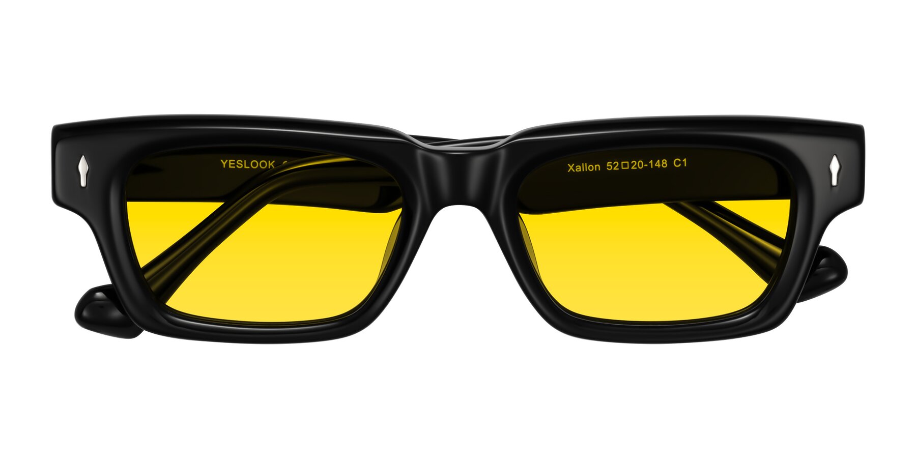 Folded Front of Xallon in Black with Yellow Tinted Lenses