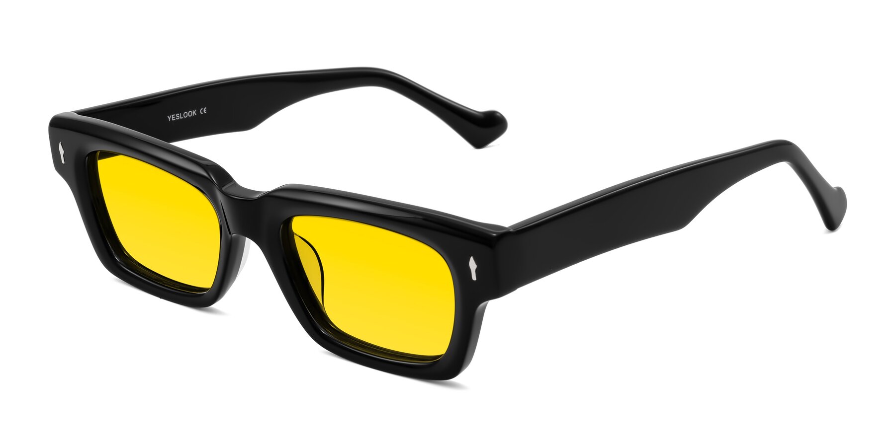 Angle of Xallon in Black with Yellow Tinted Lenses