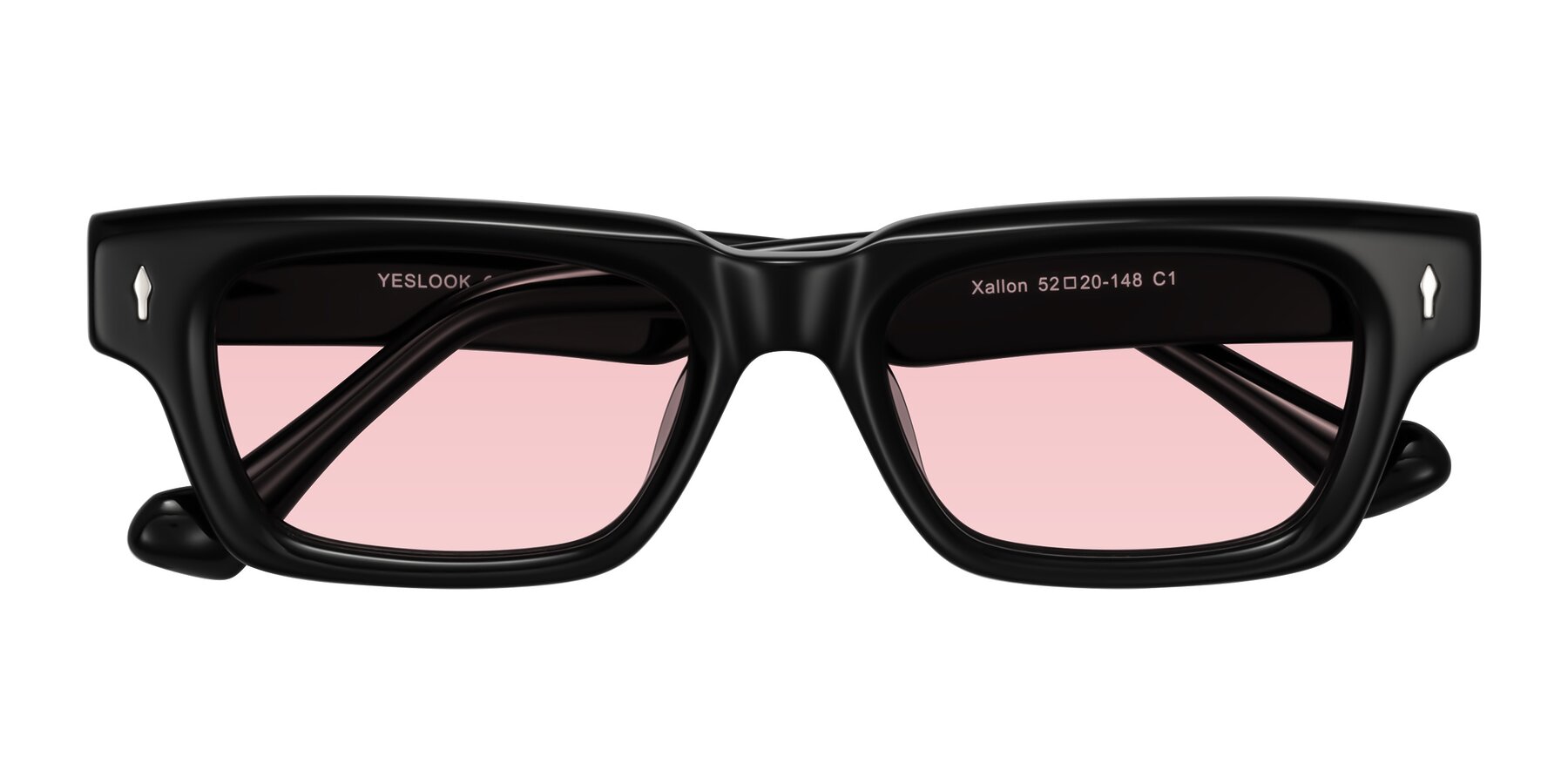 Folded Front of Xallon in Black with Light Garnet Tinted Lenses