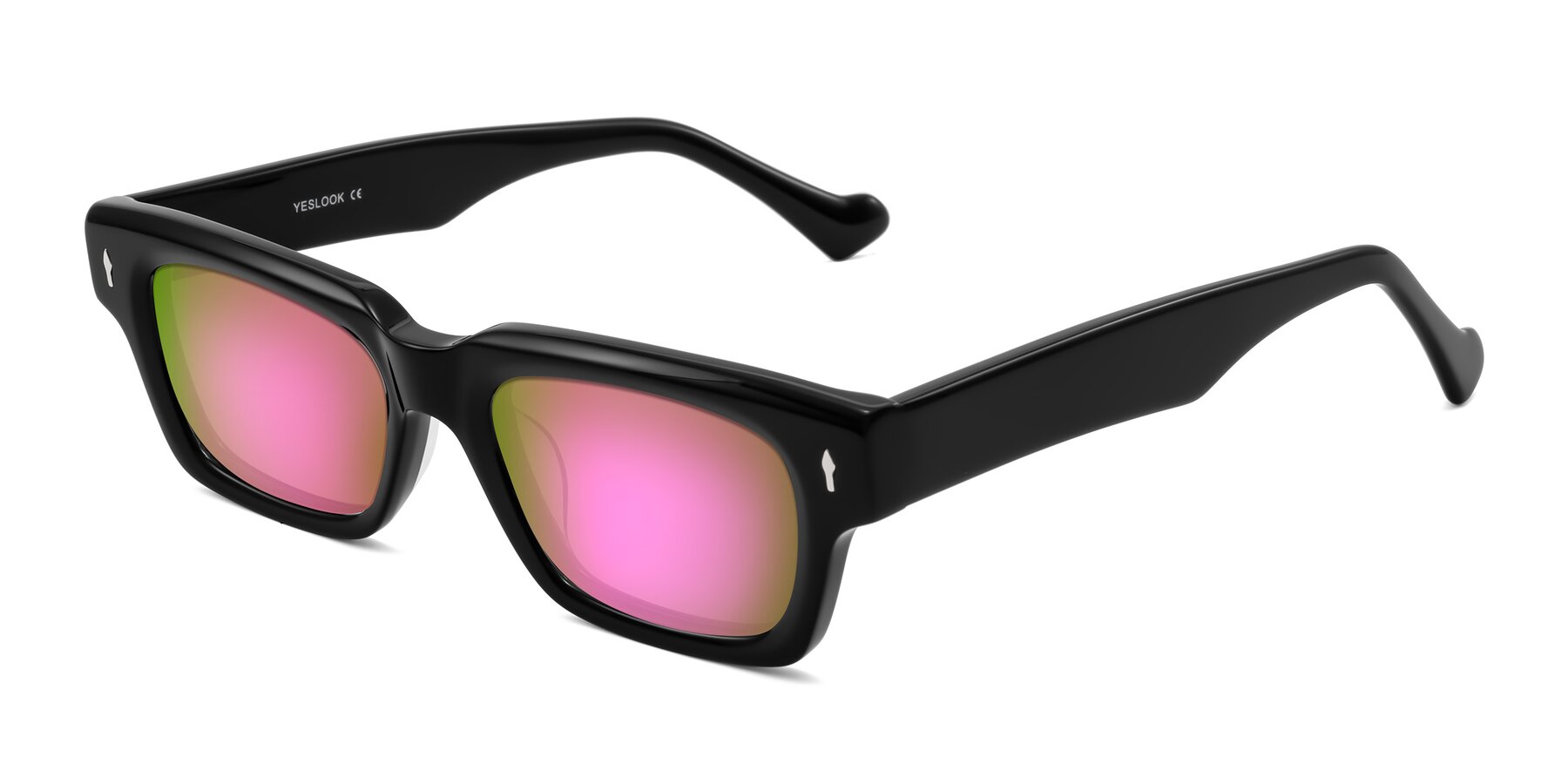 Angle of Xallon in Black with Pink Mirrored Lenses