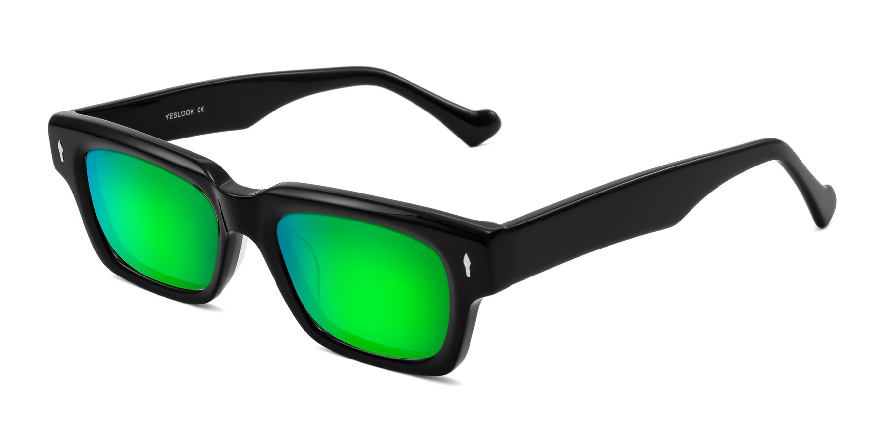 Angle of Xallon in Black with Green Mirrored Lenses