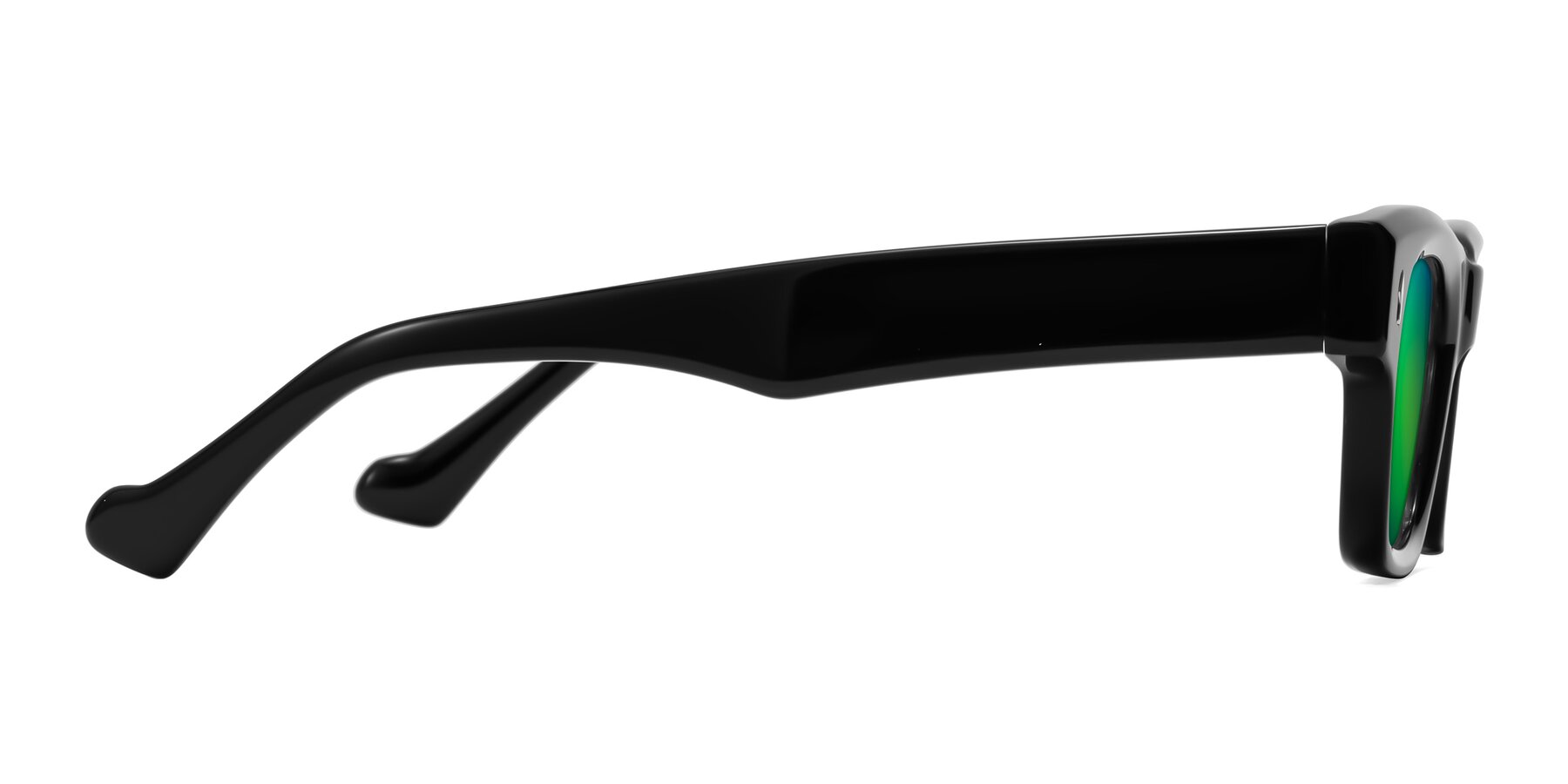 Side of Xallon in Black with Green Mirrored Lenses