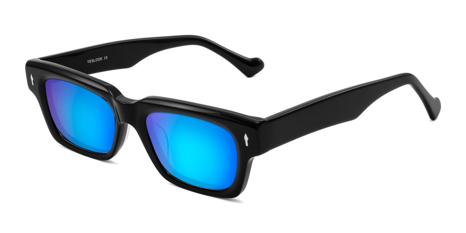 Angle of Xallon in Black with Blue Mirrored Lenses