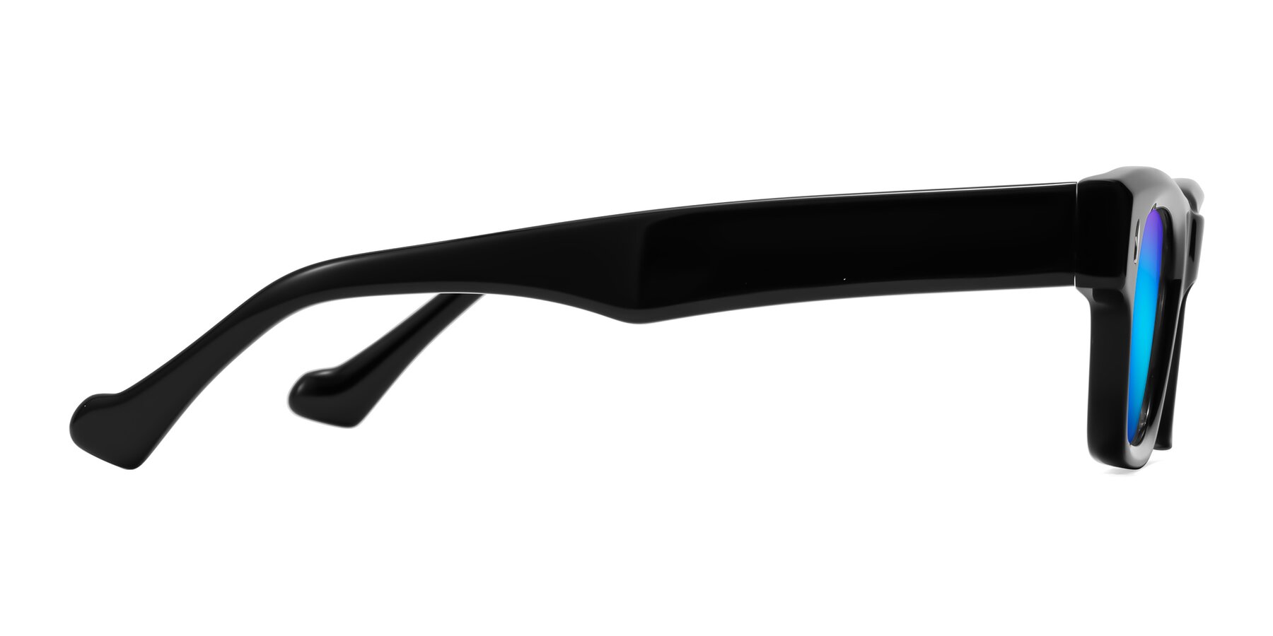 Side of Xallon in Black with Blue Mirrored Lenses