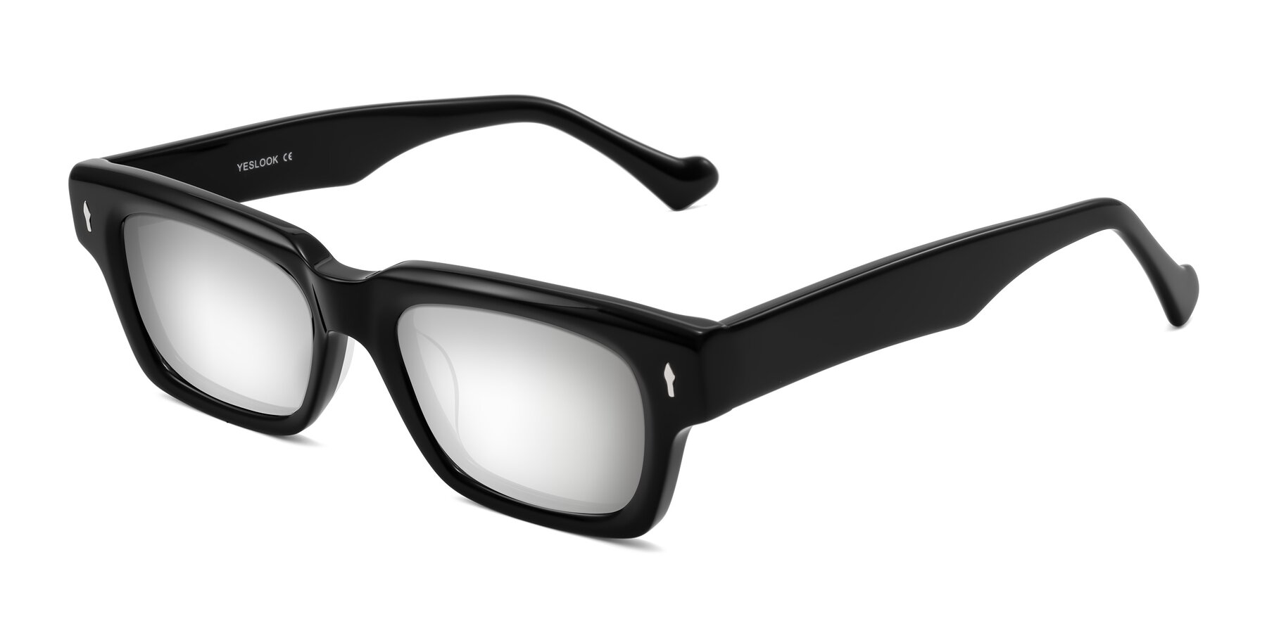 Angle of Xallon in Black with Silver Mirrored Lenses