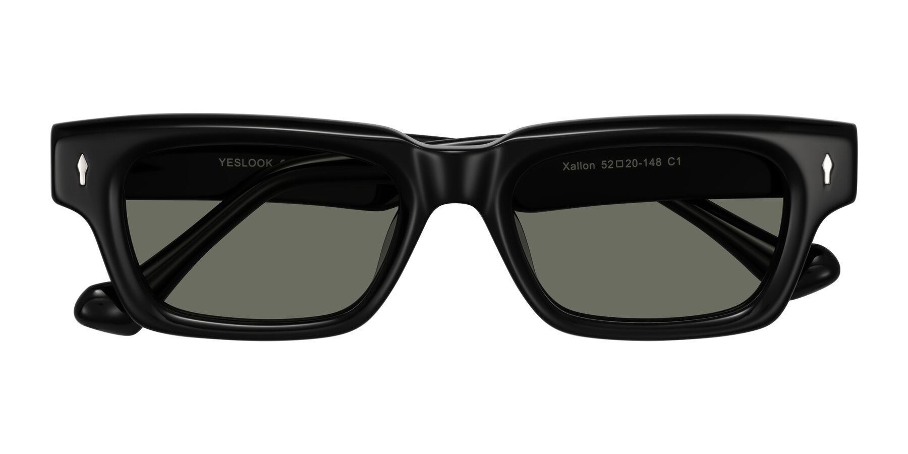 Folded Front of Xallon in Black with Gray Polarized Lenses