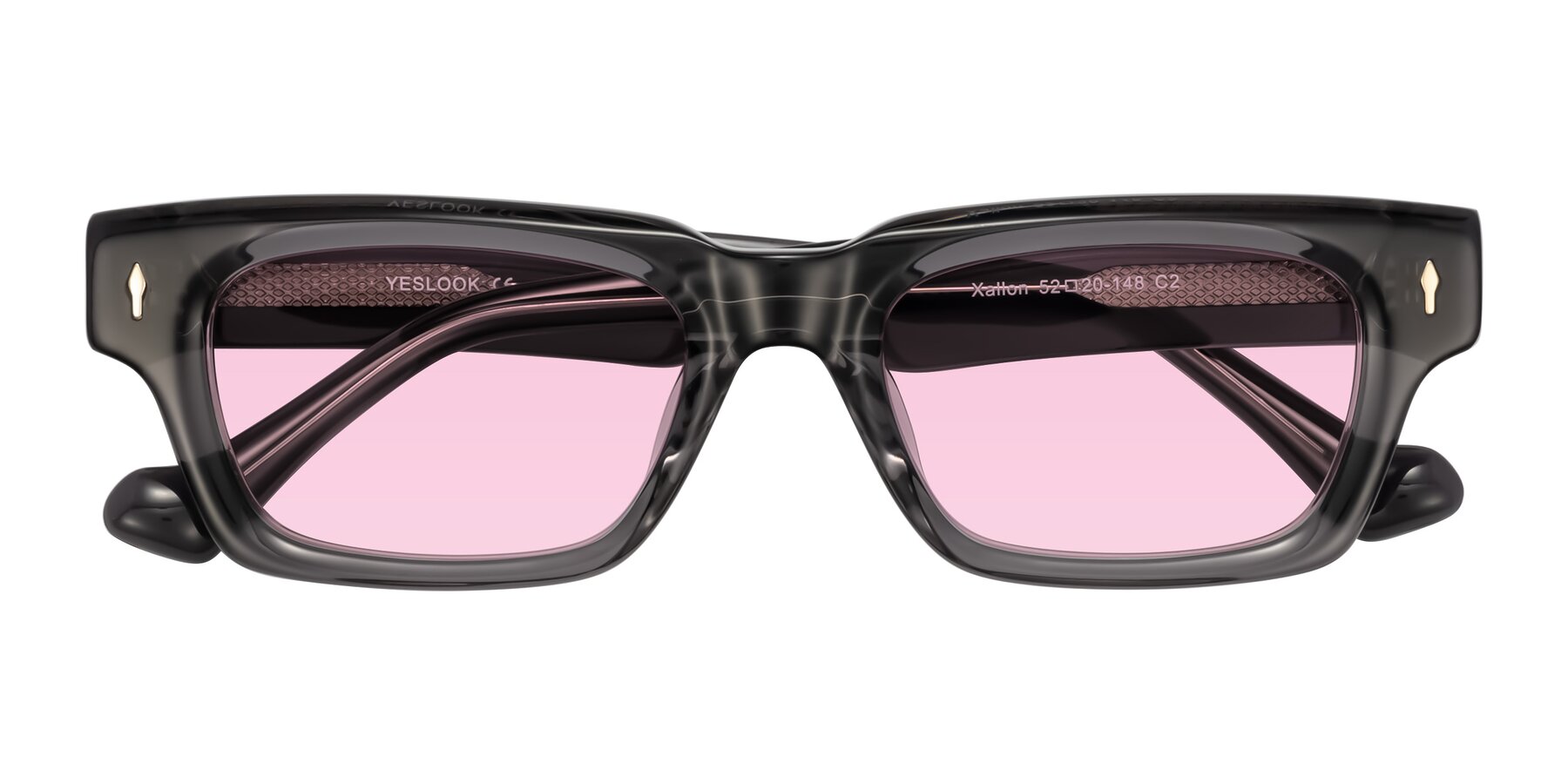Folded Front of Xallon in Transparent Gray with Light Pink Tinted Lenses