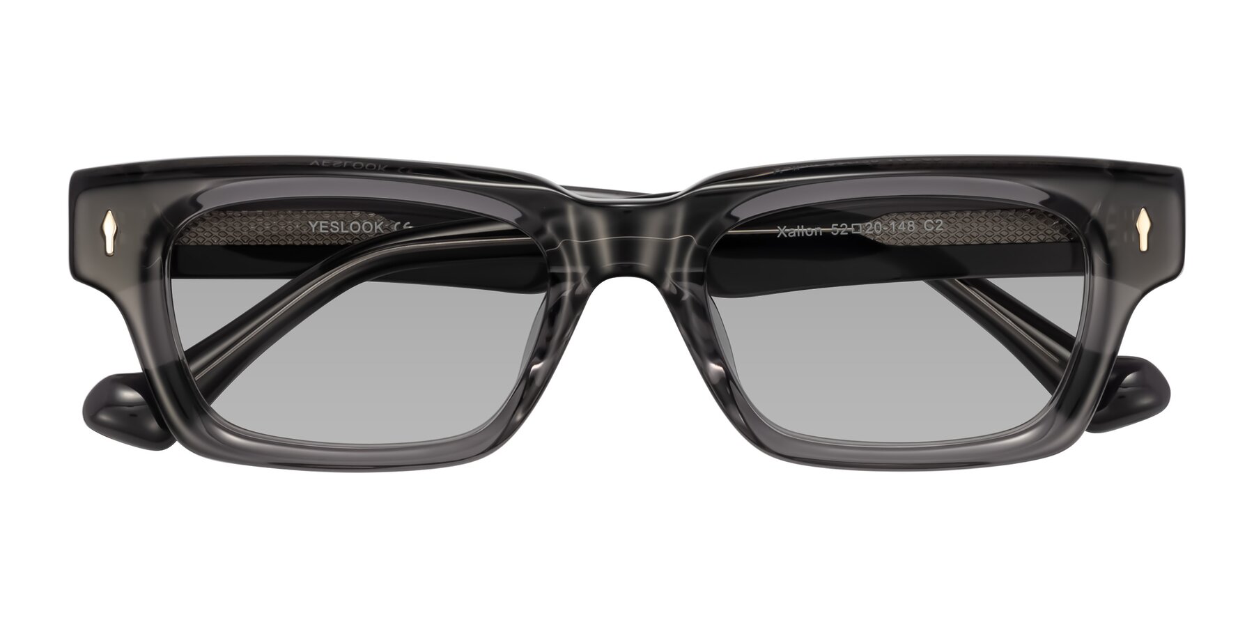 Folded Front of Xallon in Transparent Gray with Light Gray Tinted Lenses