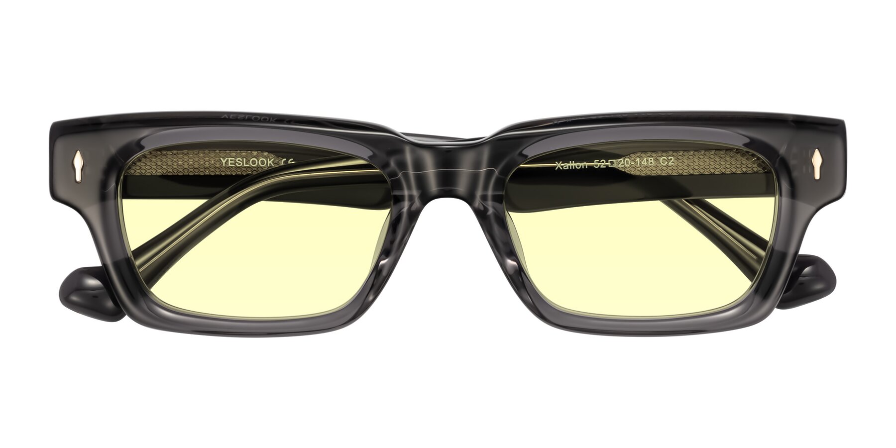 Folded Front of Xallon in Transparent Gray with Light Yellow Tinted Lenses