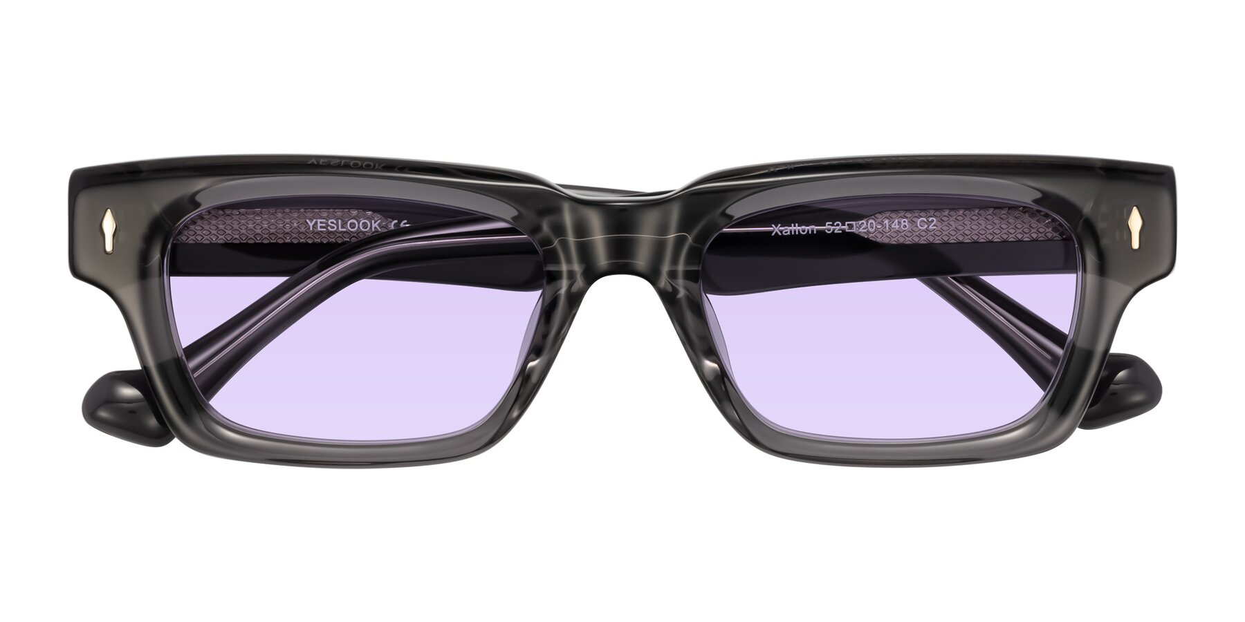 Folded Front of Xallon in Transparent Gray with Light Purple Tinted Lenses