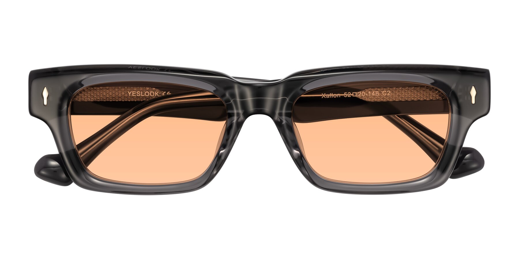 Folded Front of Xallon in Transparent Gray with Light Orange Tinted Lenses