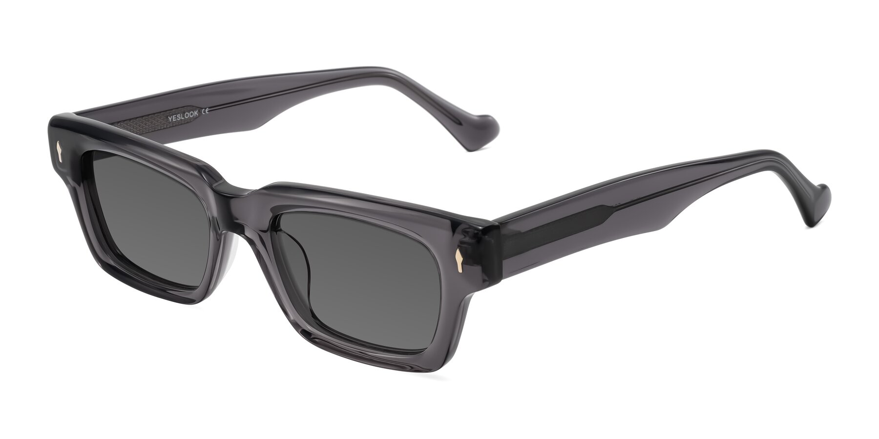 Angle of Xallon in Transparent Gray with Medium Gray Tinted Lenses