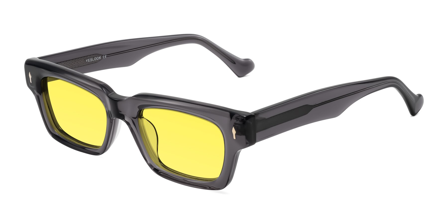 Angle of Xallon in Transparent Gray with Medium Yellow Tinted Lenses