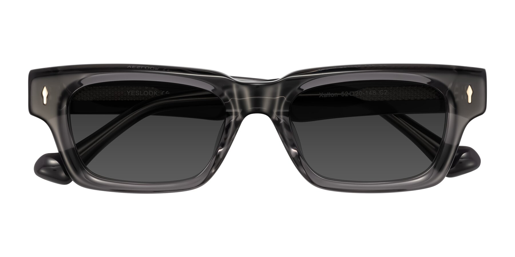 Folded Front of Xallon in Transparent Gray with Gray Tinted Lenses