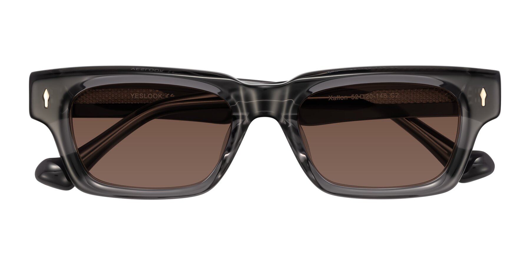 Folded Front of Xallon in Transparent Gray with Brown Tinted Lenses