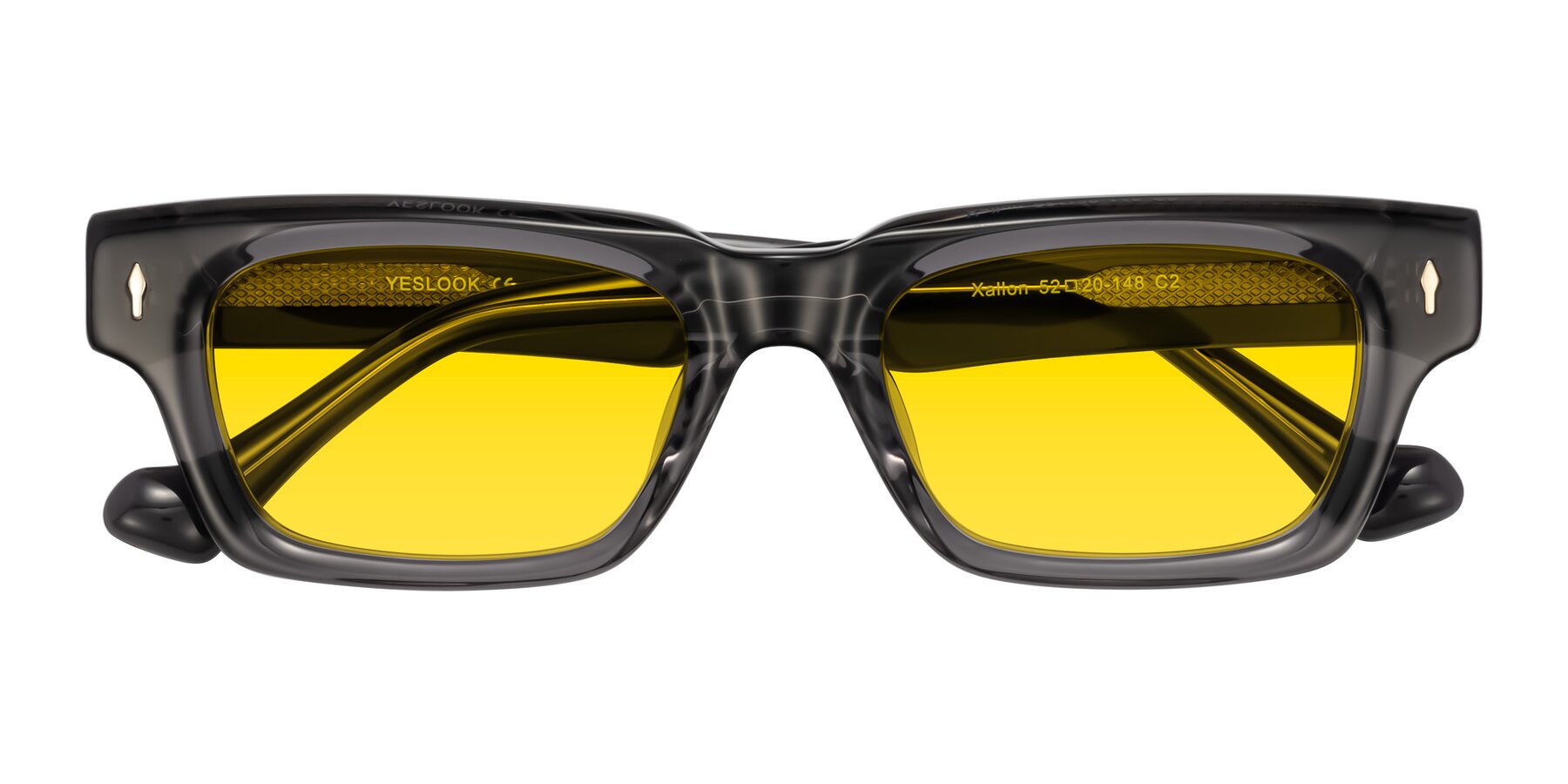 Folded Front of Xallon in Transparent Gray with Yellow Tinted Lenses