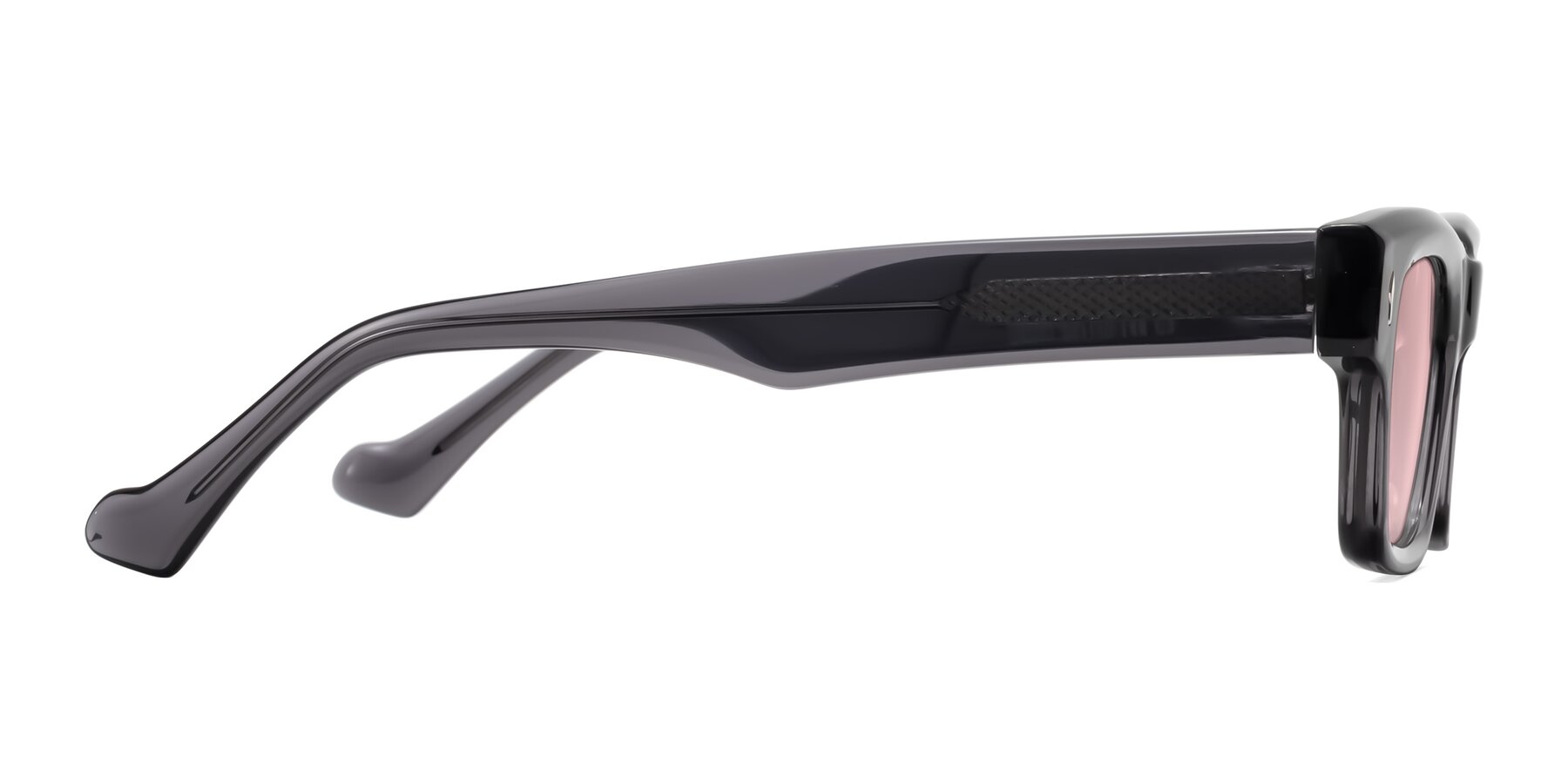 Side of Xallon in Transparent Gray with Light Garnet Tinted Lenses