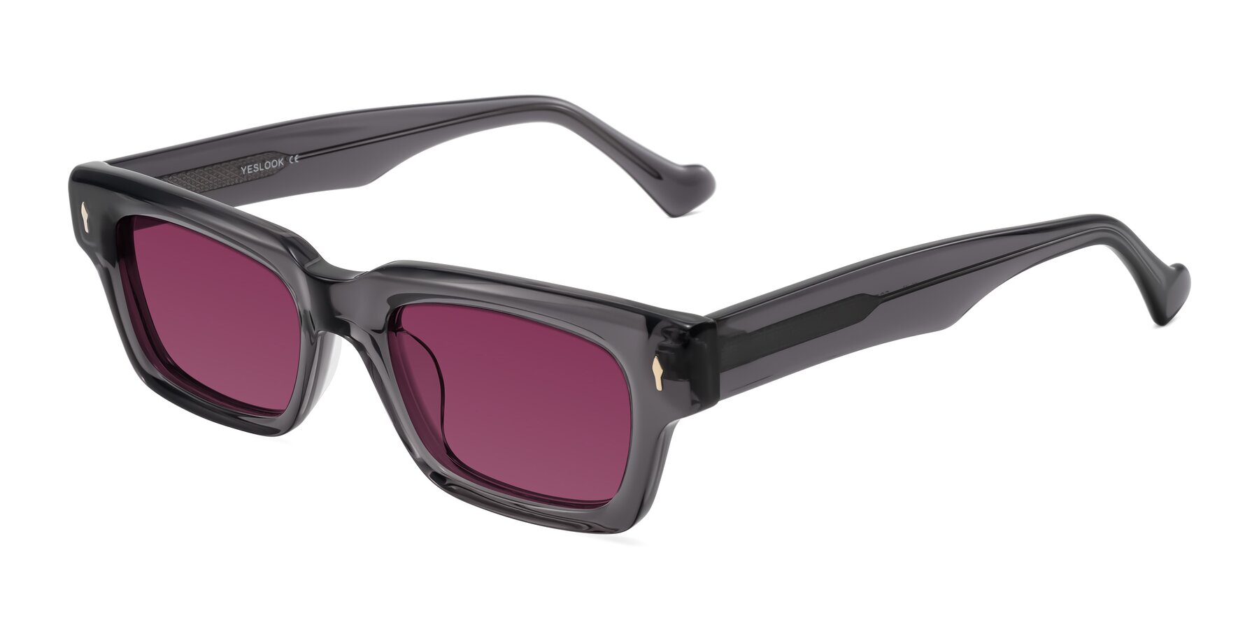Angle of Xallon in Transparent Gray with Wine Tinted Lenses