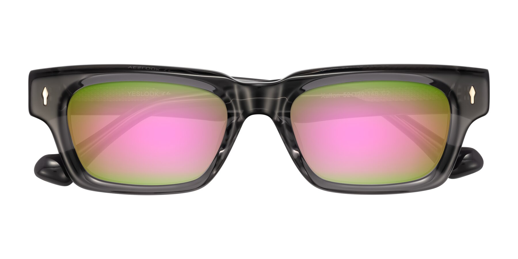 Folded Front of Xallon in Transparent Gray with Pink Mirrored Lenses