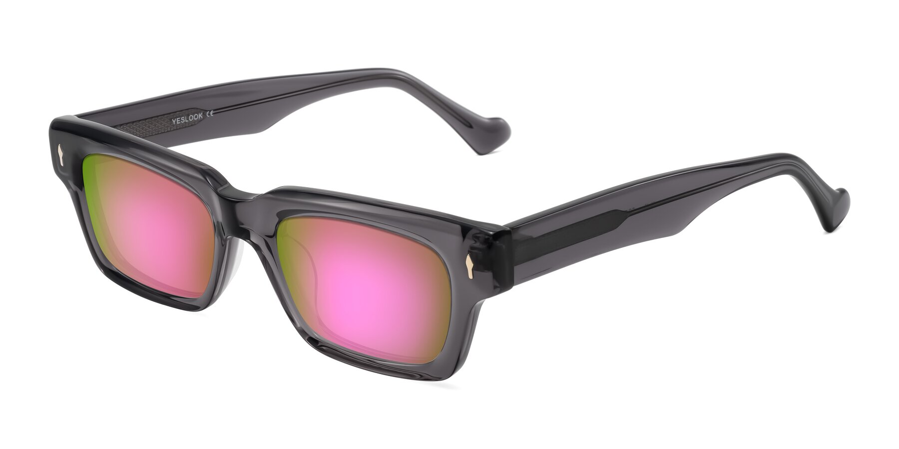 Angle of Xallon in Transparent Gray with Pink Mirrored Lenses