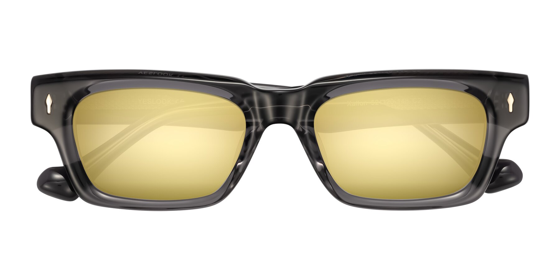 Folded Front of Xallon in Transparent Gray with Gold Mirrored Lenses