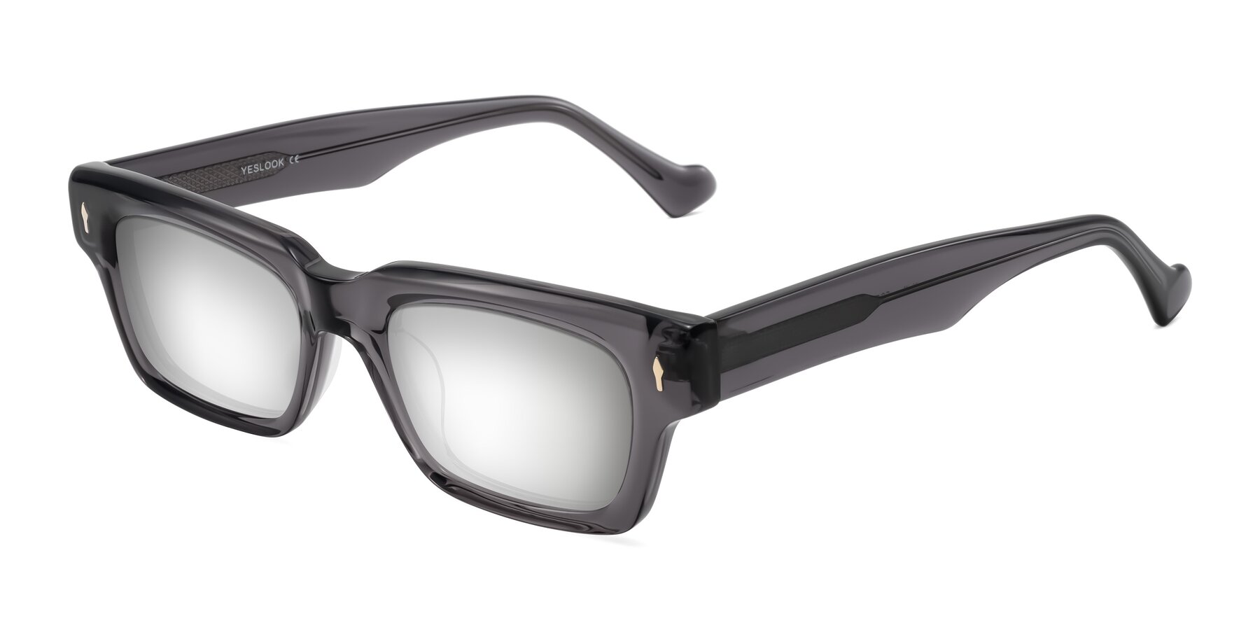 Angle of Xallon in Transparent Gray with Silver Mirrored Lenses
