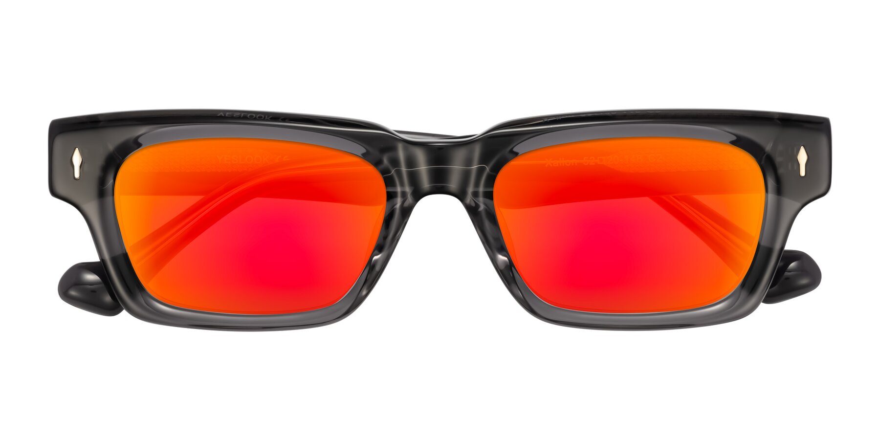Folded Front of Xallon in Transparent Gray with Red Gold Mirrored Lenses