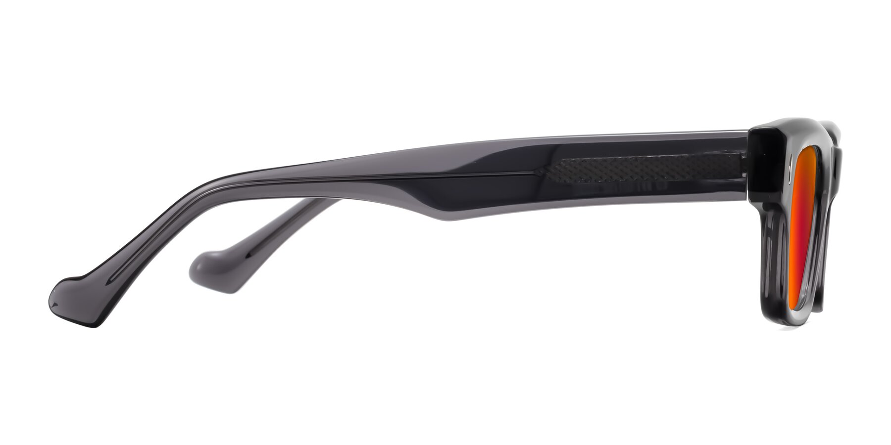 Side of Xallon in Transparent Gray with Red Gold Mirrored Lenses