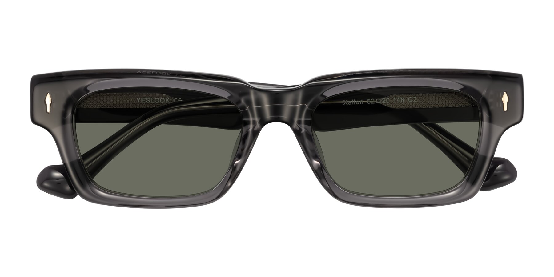 Folded Front of Xallon in Transparent Gray with Gray Polarized Lenses