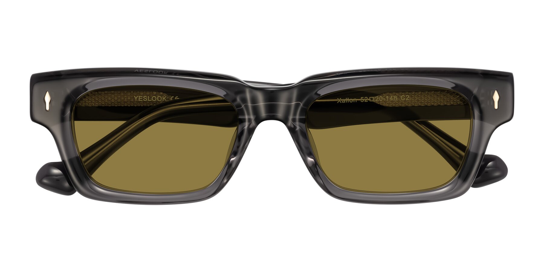 Folded Front of Xallon in Transparent Gray with Brown Polarized Lenses