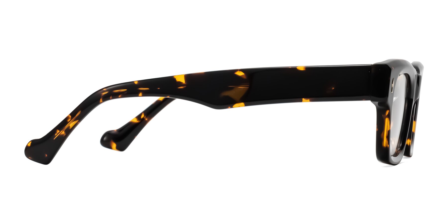 Side of Xallon in Tortoise with Clear Eyeglass Lenses
