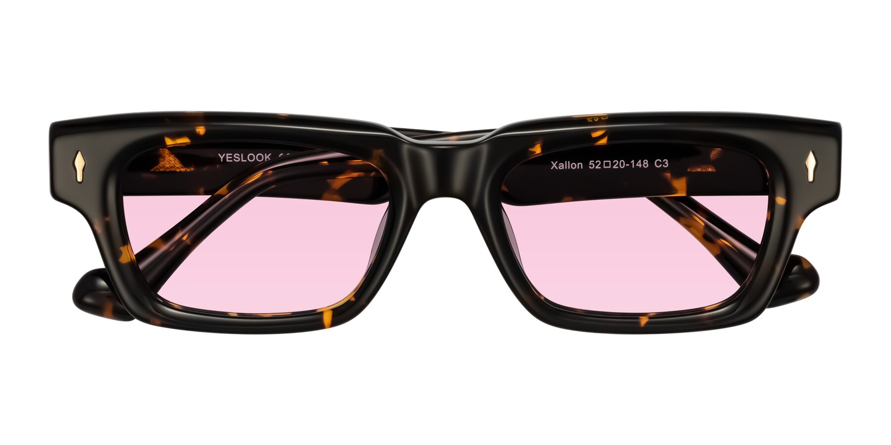 Folded Front of Xallon in Tortoise with Light Pink Tinted Lenses