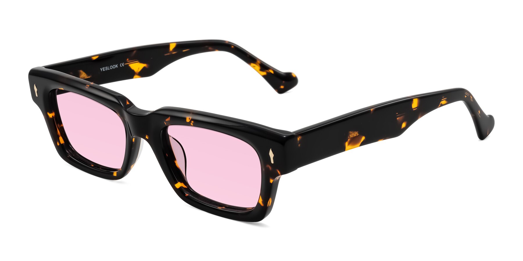 Angle of Xallon in Tortoise with Light Pink Tinted Lenses