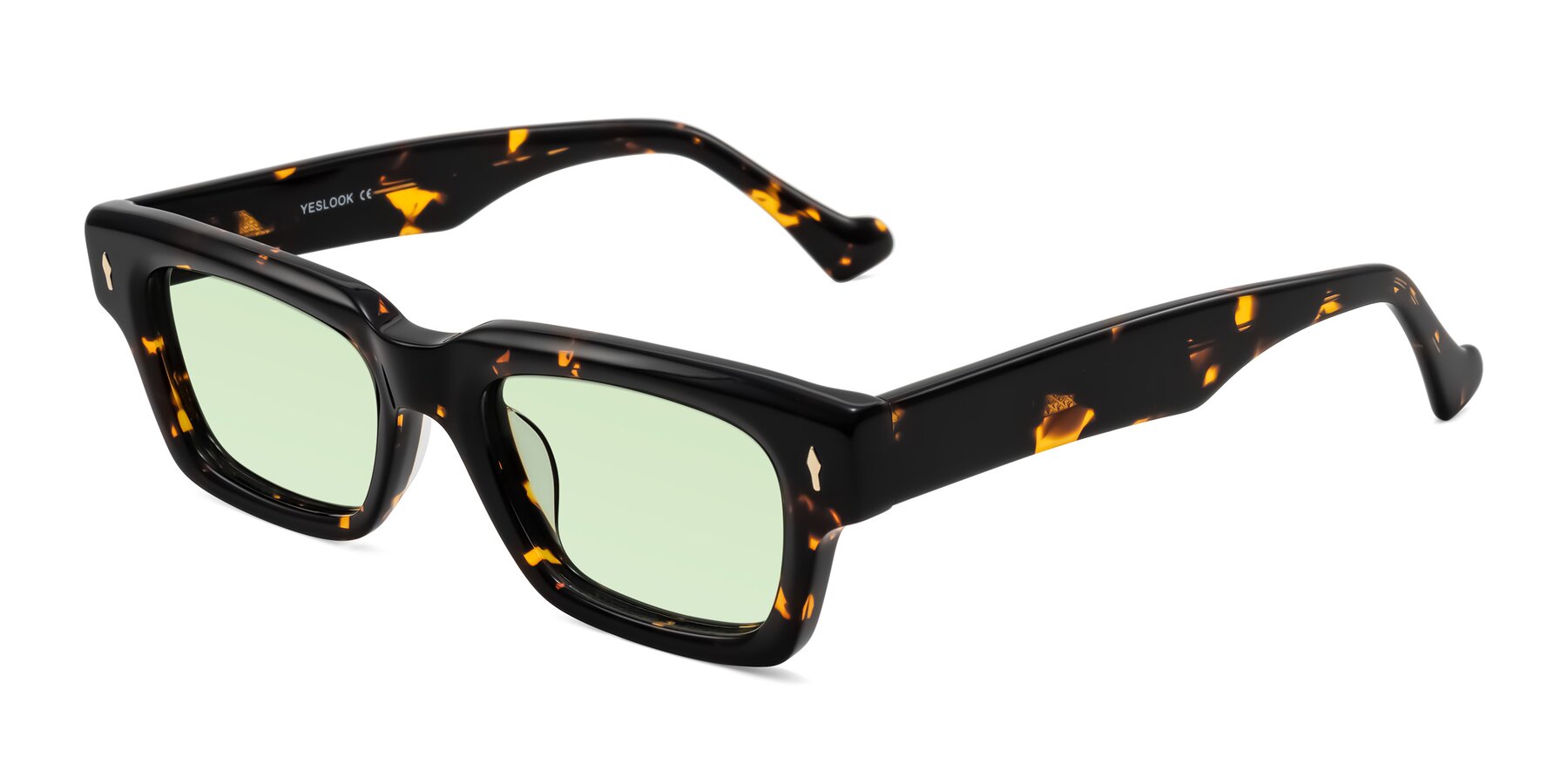 Angle of Xallon in Tortoise with Light Green Tinted Lenses
