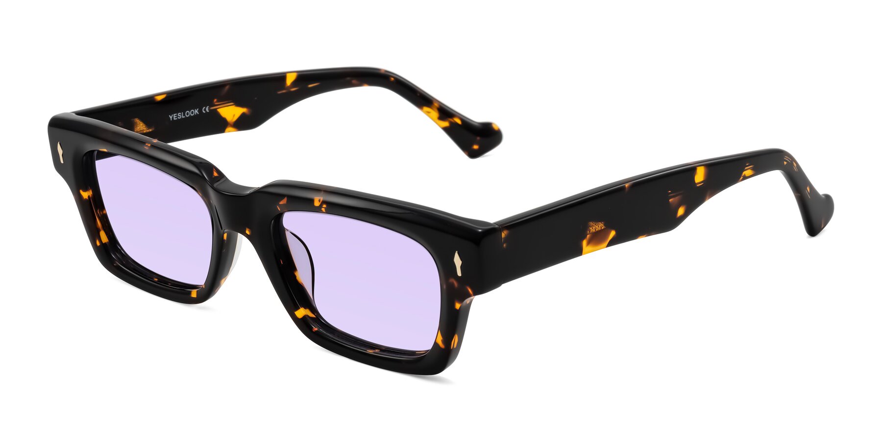 Angle of Xallon in Tortoise with Light Purple Tinted Lenses