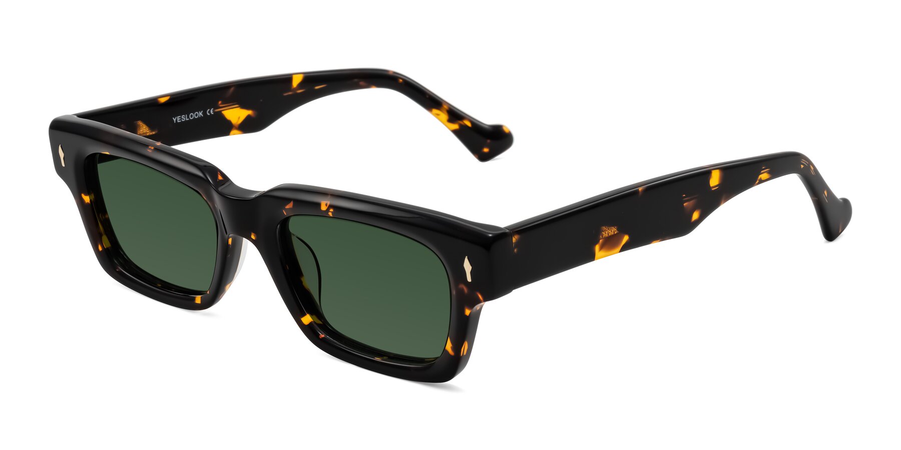 Angle of Xallon in Tortoise with Green Tinted Lenses