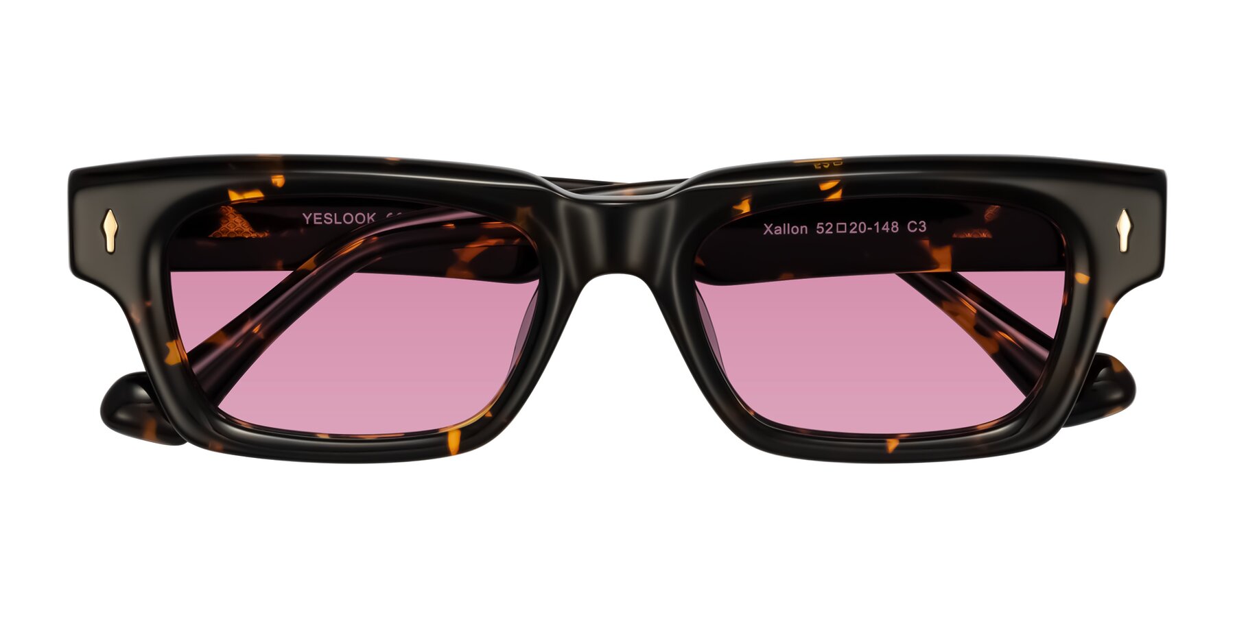 Folded Front of Xallon in Tortoise with Medium Wine Tinted Lenses