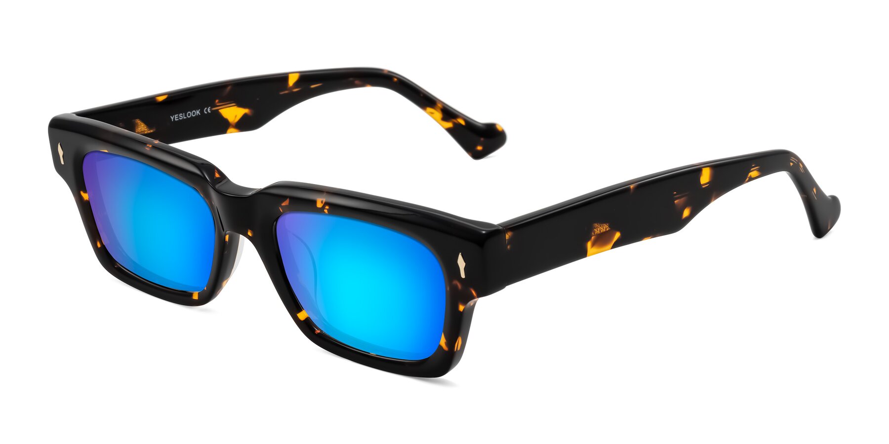 Angle of Xallon in Tortoise with Blue Mirrored Lenses