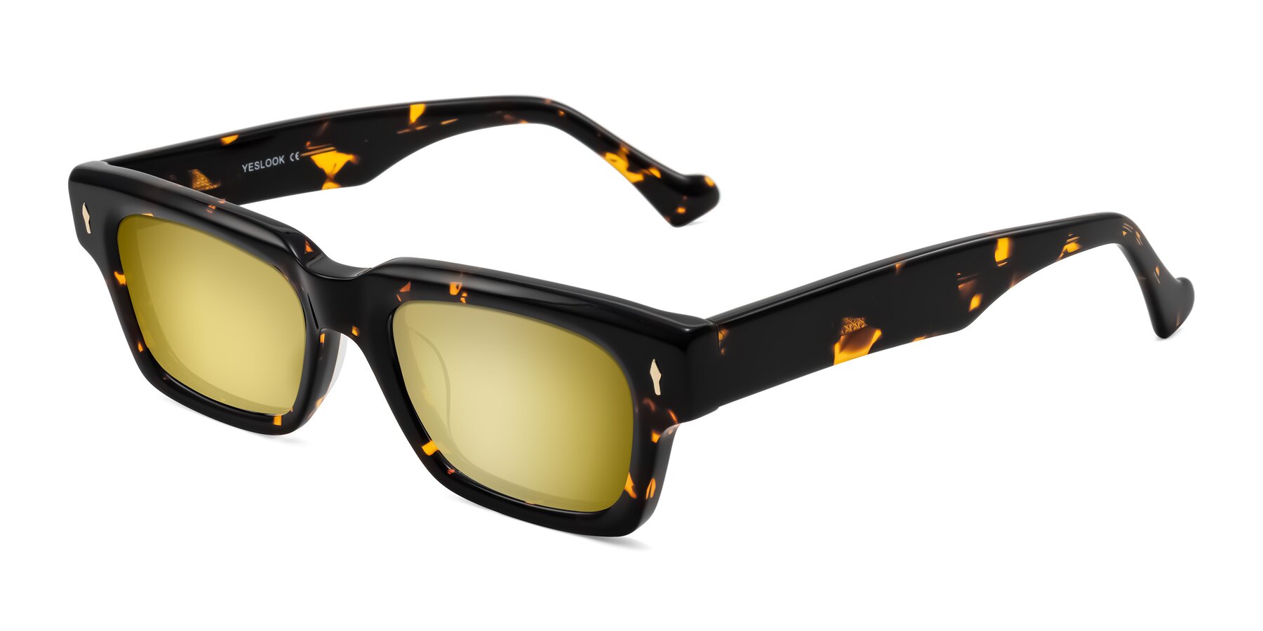 Angle of Xallon in Tortoise with Gold Mirrored Lenses