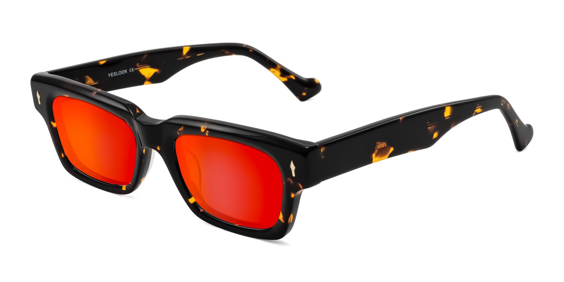 Angle of Xallon in Tortoise with Red Gold Mirrored Lenses