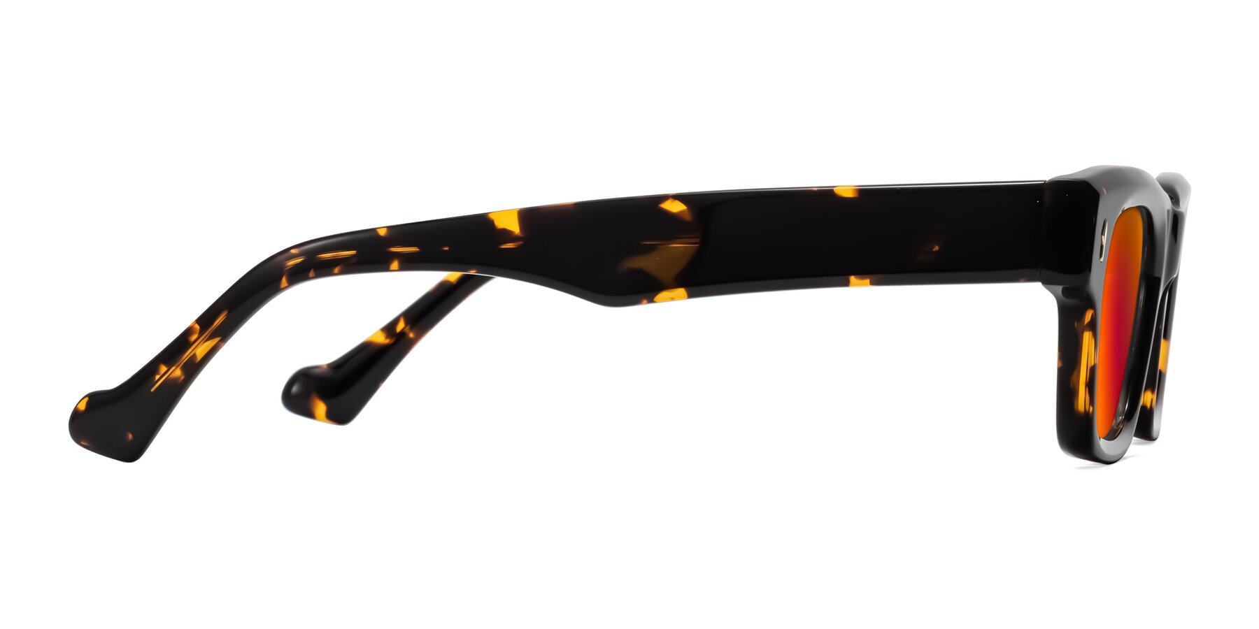 Side of Xallon in Tortoise with Red Gold Mirrored Lenses
