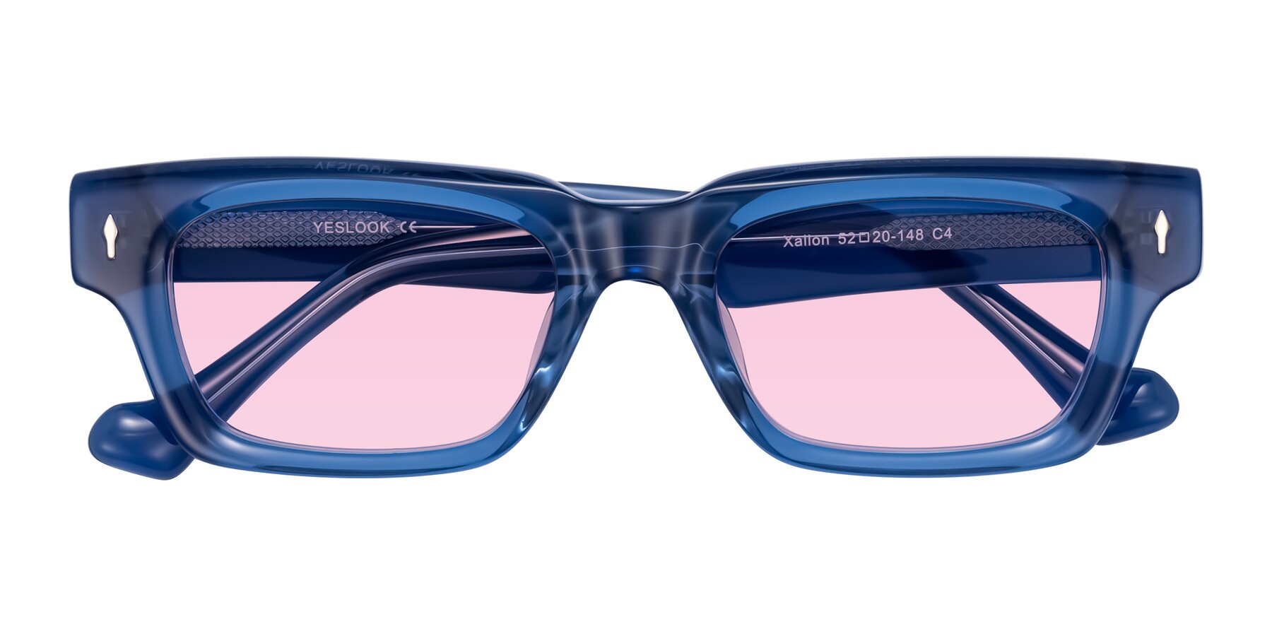 Folded Front of Xallon in Blue with Light Pink Tinted Lenses