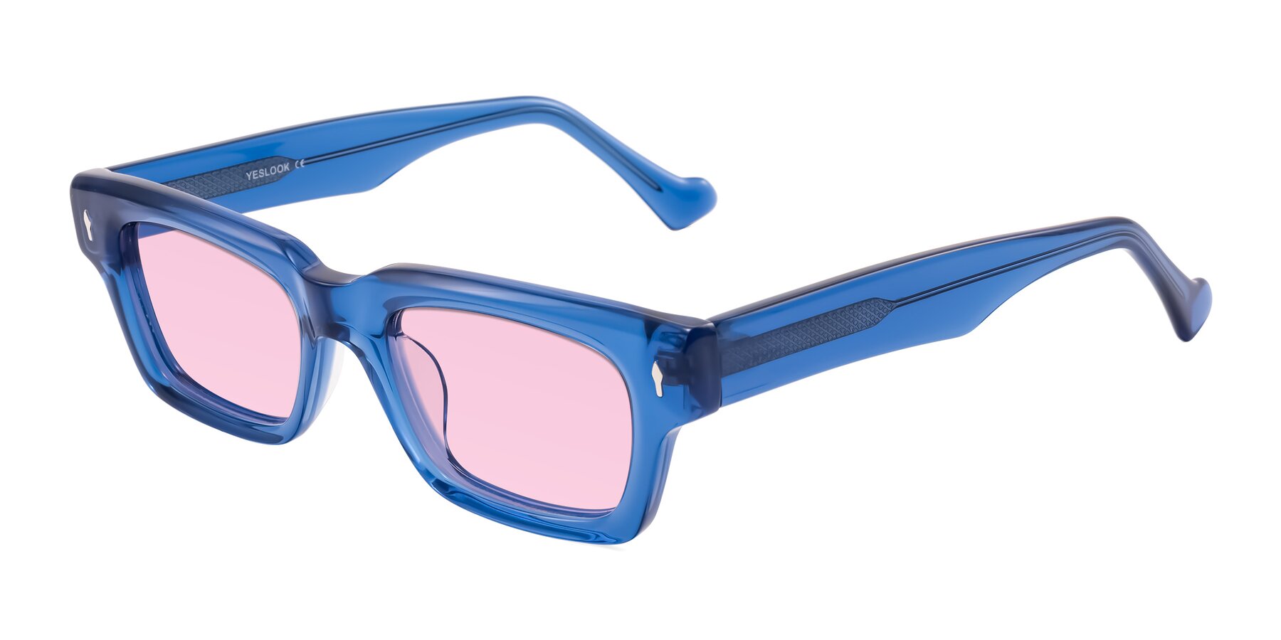 Angle of Xallon in Blue with Light Pink Tinted Lenses