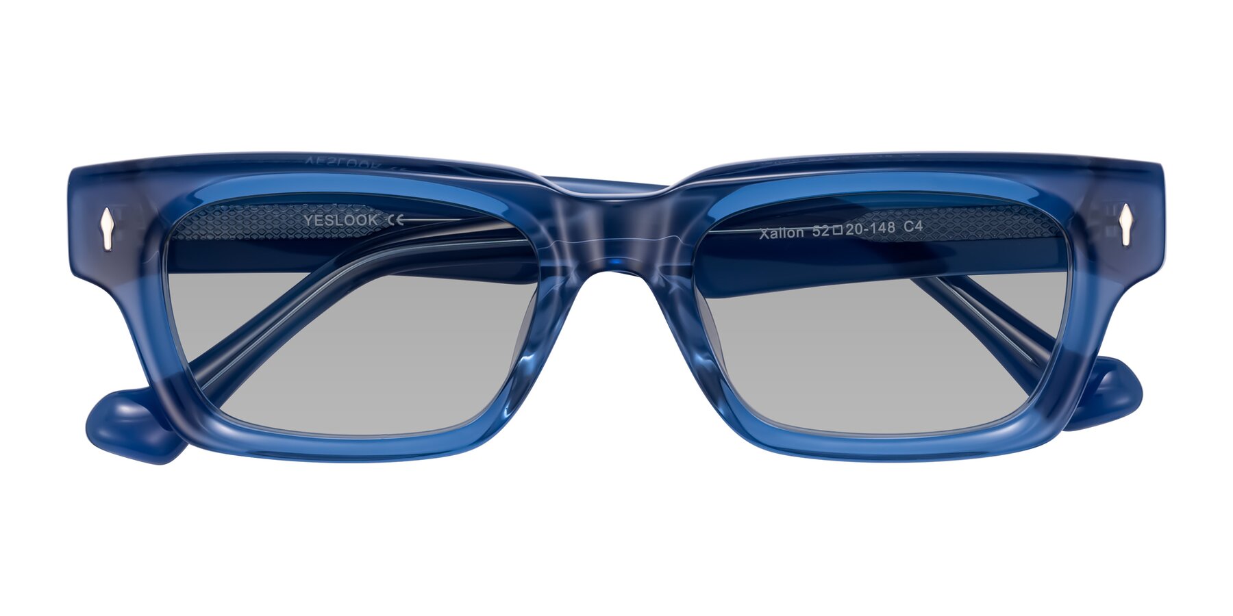 Folded Front of Xallon in Blue with Light Gray Tinted Lenses