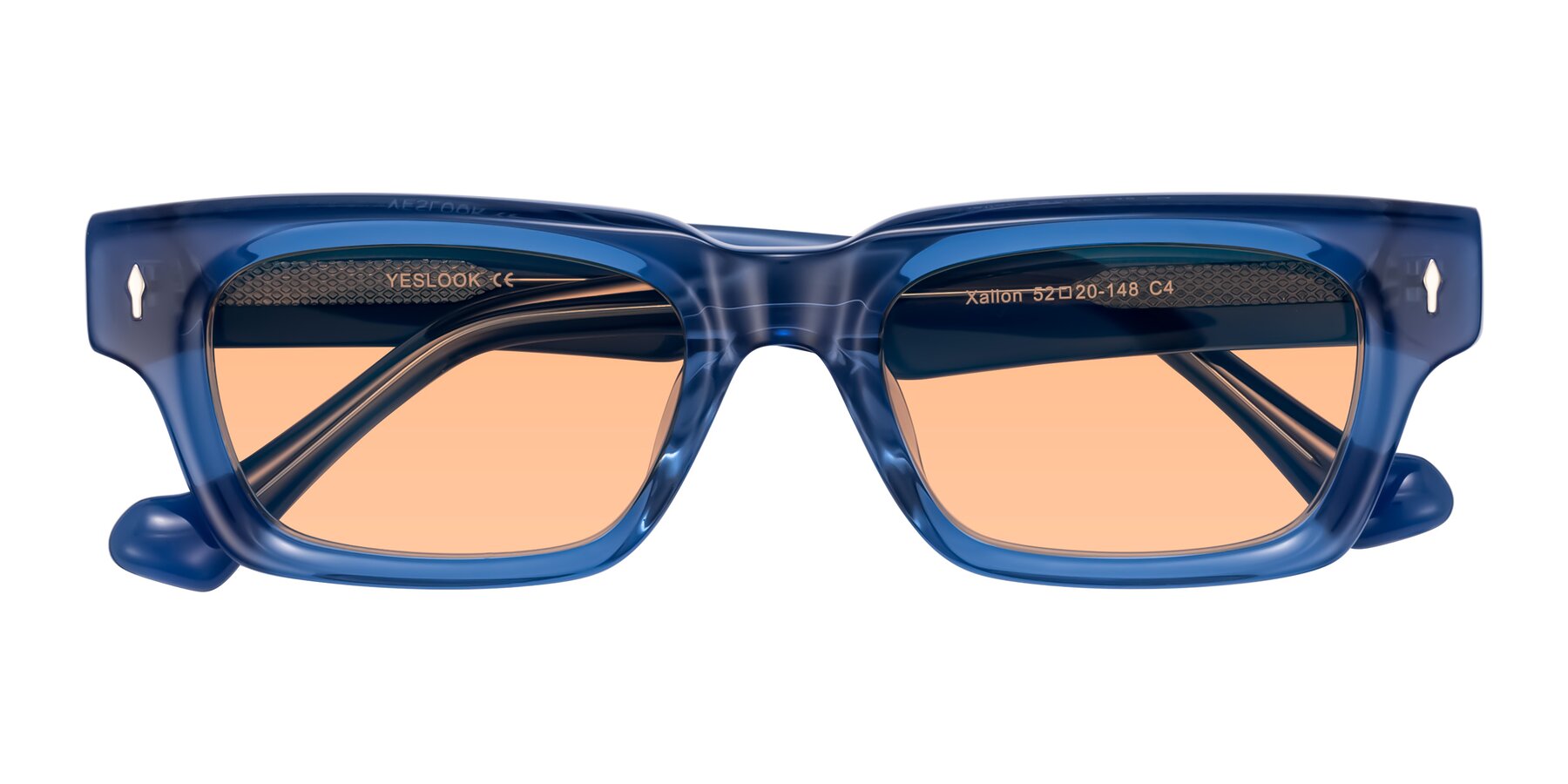 Folded Front of Xallon in Blue with Light Orange Tinted Lenses