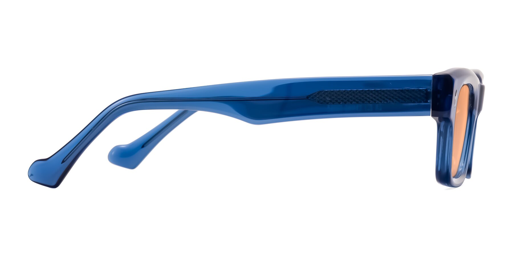 Side of Xallon in Blue with Light Orange Tinted Lenses
