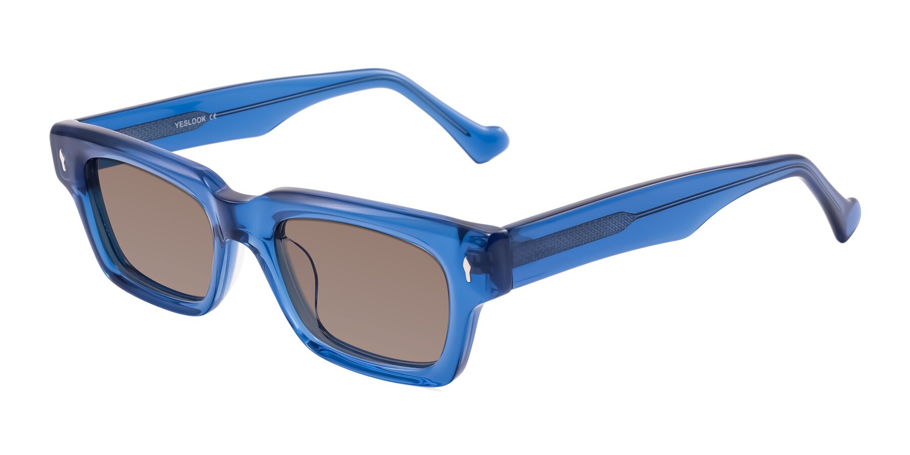 Angle of Xallon in Blue with Medium Brown Tinted Lenses
