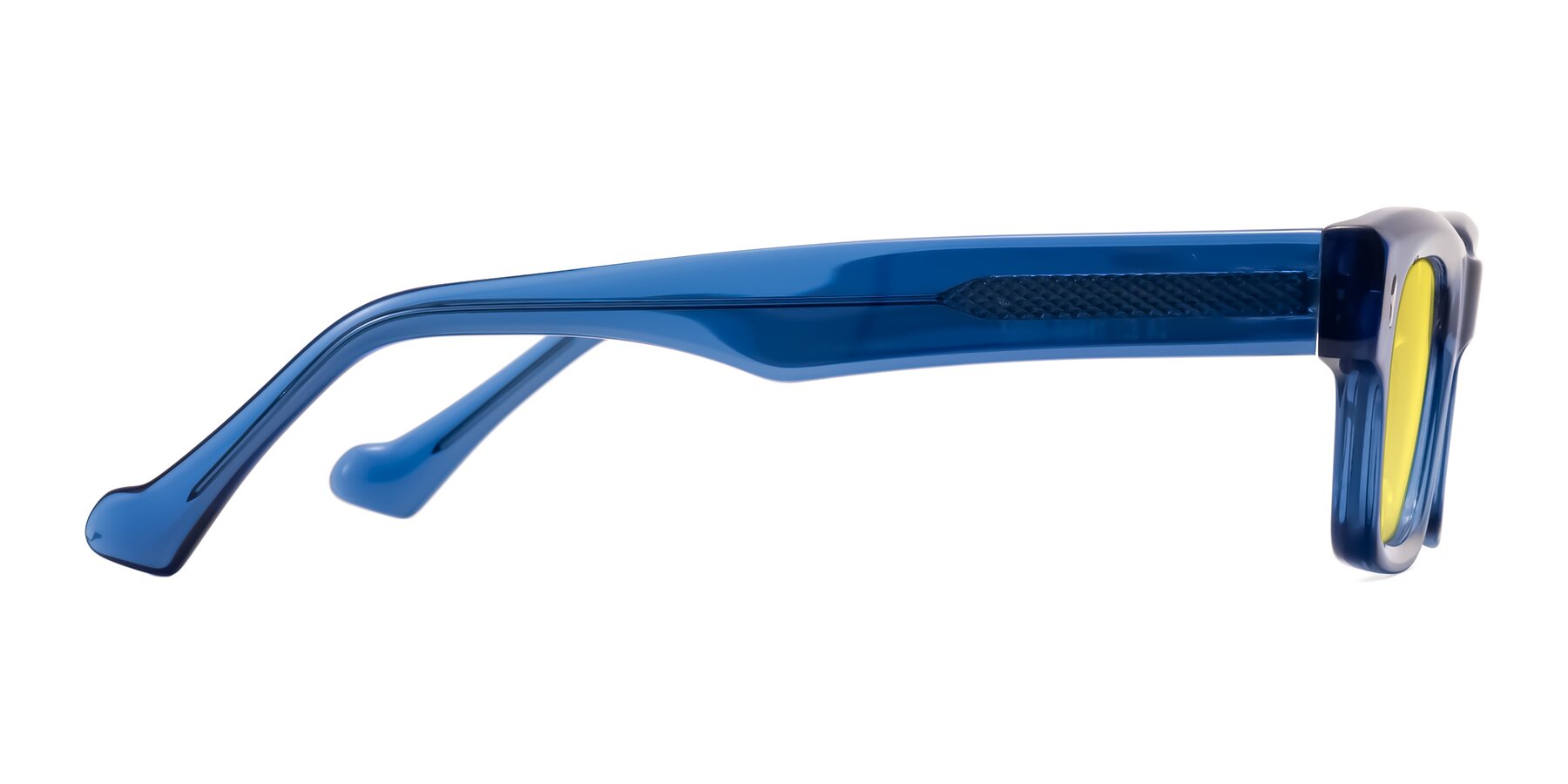 Side of Xallon in Blue with Medium Yellow Tinted Lenses