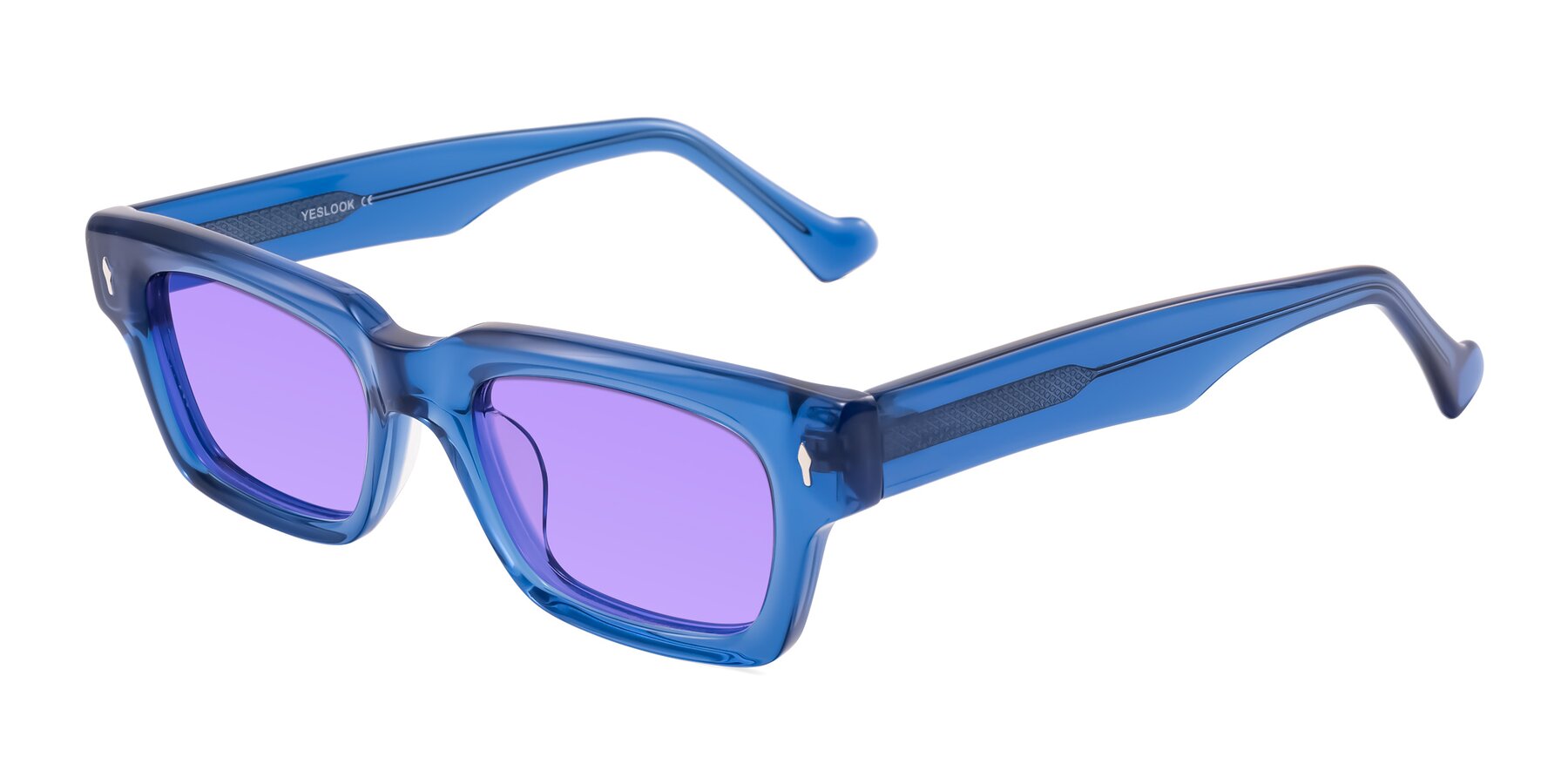 Angle of Xallon in Blue with Medium Purple Tinted Lenses